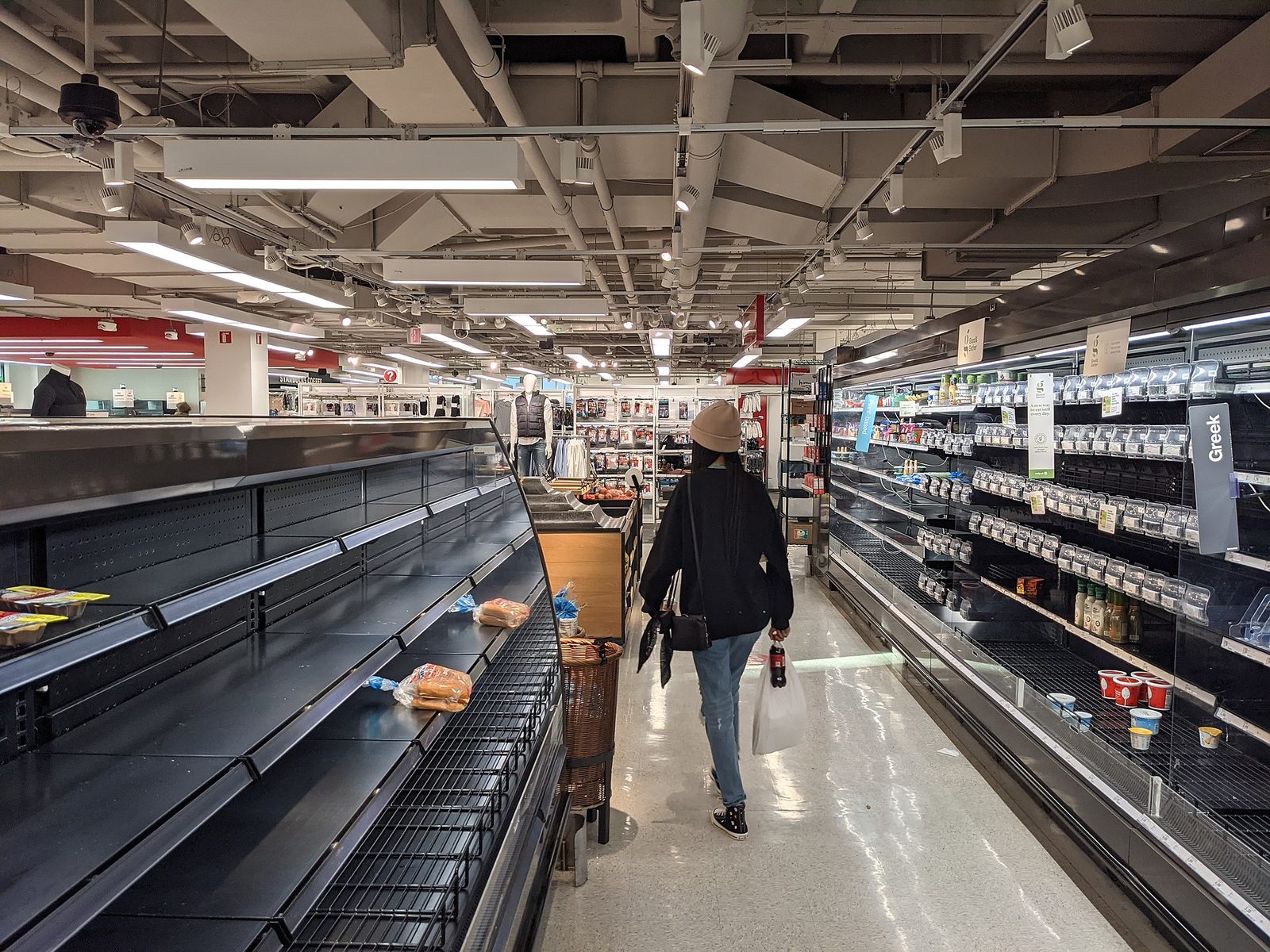Empty grocery store shelves
